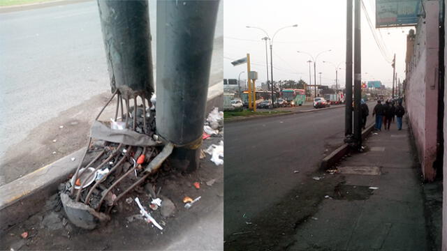 #YoDenuncio: poste sostenido en cables podría ocasionar trágico accidente