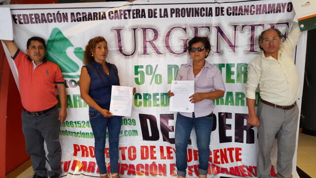 Cafetaleros de Chanchamayo demandan ley que grave con 5% el interés a los créditos del sector agrario