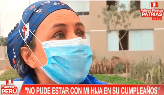 Enfermera se quiebra por recordar a su hija en Fiestas Patrias. Foto: Captura