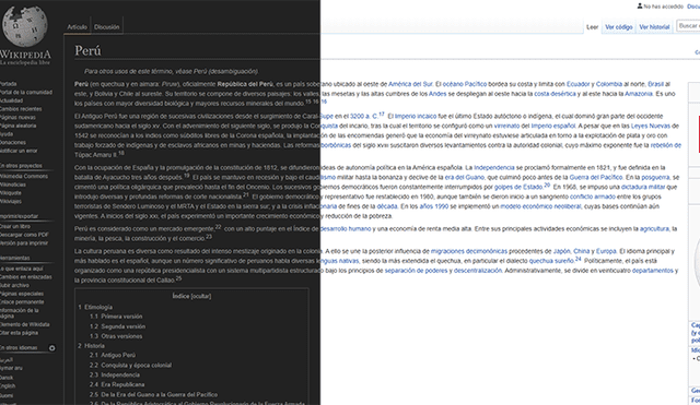Cómo habilitar el modo oscuro en la versión de escritorio de Wikipedia.