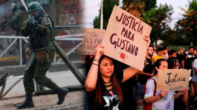 Balas de perdigones afectaron gravemente la vista de Gustavo Gatica tras protestas en Chile. Foto: Composición