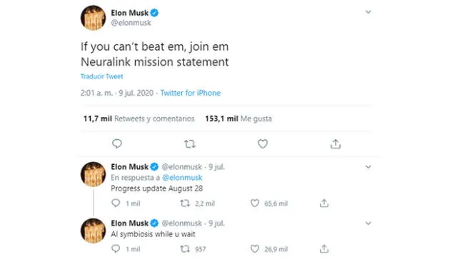 Elon Musk y su proyecto Neuralink. Foto: captura Twitter Elon Musk.