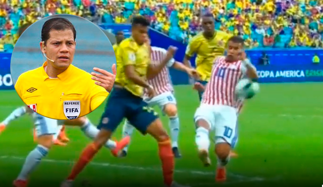 Colombia vs Paraguya: Víctor Hugo Carrillo decide no usar el VAR ante posible penal. Foto: Captura TV