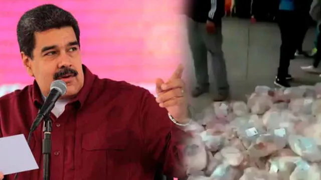 El régimen de Maduro entregó a diferentes comunidades los 13 500 pedazos de carne de cerdo. Foto: composición