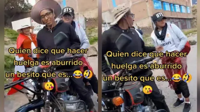 Video de pareja a bordo de moto en piquete se viralizó- Foto: TikTok