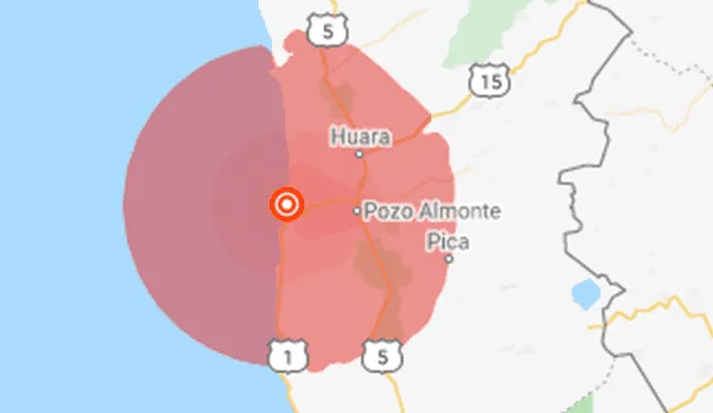 El sismo tuvo lugar en el norte de Chile. Captura Google Maps.