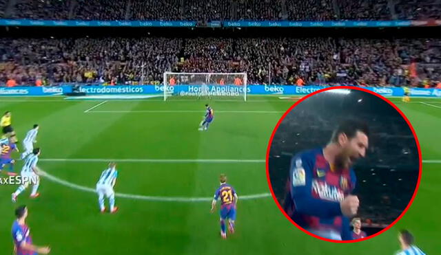 Lionel Messi marcó de penal el primer tanto de Barcelona a los 81 minutos. Foto: Captura