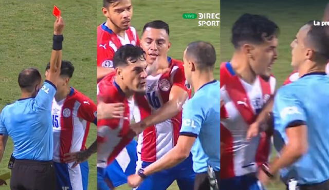 Gustavo Gómez Portillo recibió la tarjeta roja y enfrentó al árbitro del Perú vs. Paraguay. Foto: captura DirecTV Sports