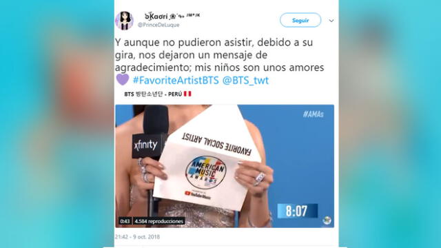 American Music Awards 2018: BTS se coronó como Artista Social Favorito y fans reaccionan