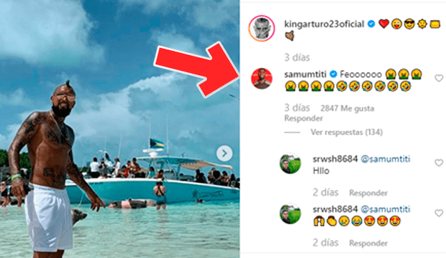 Arturo Vidal publicó en Instagram unas fotos de sus vacaciones sin imaginar que sería troleado por su compañero Samuel Umtiti.