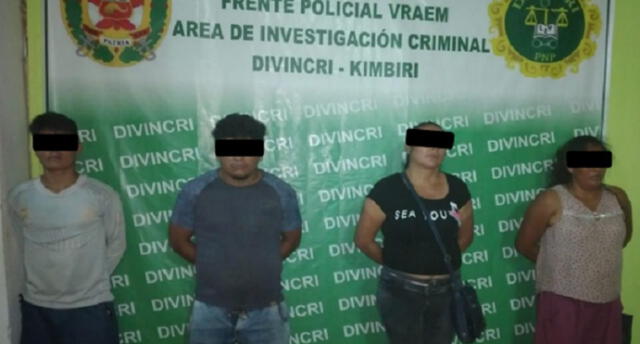 Cuatro personas fueron detenidas en la carretera en Pichari, trasladando cocaína.