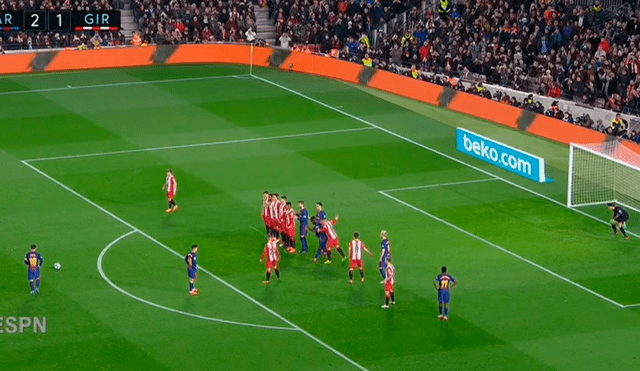 Barcelona vs. Girona: Lionel Messi y su exquisito cobro de tiro libre [VIDEO]