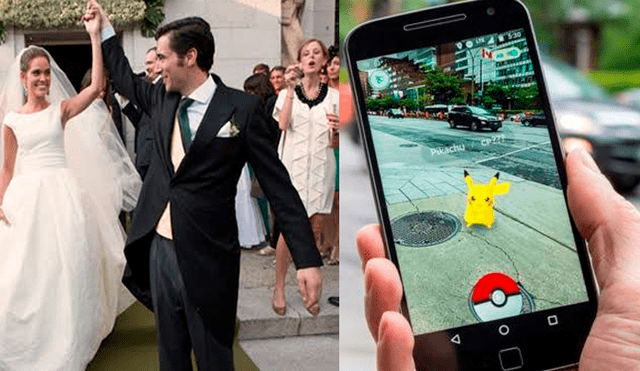 Pareja de esposos son sorprendidos jugando Pokémon GO en su matrimonio.