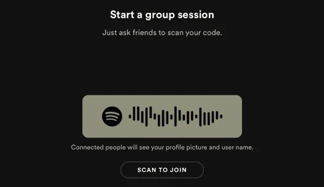 Cómo crear una nueva sesión grupal. | Foto: Spotify
