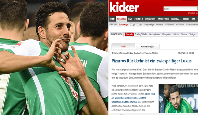 Diario alemán critica el fichaje de Claudio Pizarro por el Werder Bremen