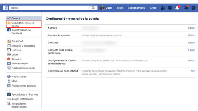 Facebook tiene herramientas que nos permite saber si algún intruso ha entrado a nuestra cuenta.