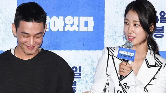 Desliza para ver más fotos de 
Park Shin Hye y Yoo Ah In en la conferencia de prensa de la película coreana #Alive. Créditos: Dispatch