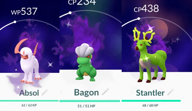 Absol, Bagon y Stantler son los nuevos pokémon oscuros shiny por el evento de navidad en Pokémon GO.