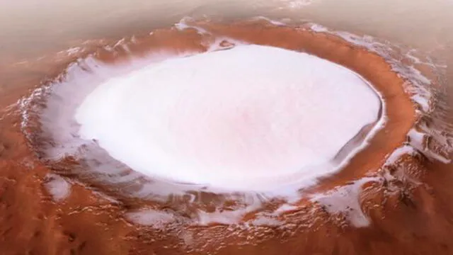 Marte: increíbles imágenes del cráter de hielo eterno en el planeta rojo [FOTOS]