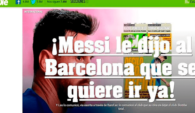 La noticia de Lionel Messi y su deseo de no seguir en Barcelona remeció el mundo. (FOTO: ).