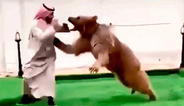 Facebook: feroz oso se lanza sobre un príncipe árabe y deja asombrado a miles de usuarios [VIDEO]
