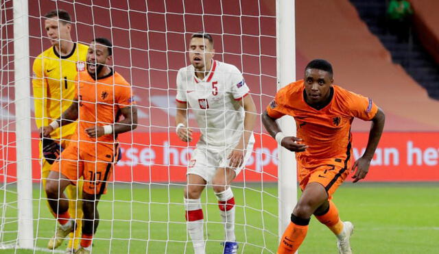Steven Bergwijn marcó el único gol con el que Holanda se impuso a su similar de Polonia. Foto: KNVB