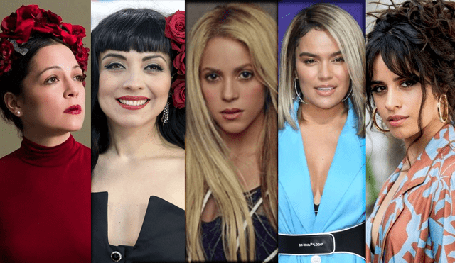 Natalia Lafourcade, Mon Laferte, Shakira, Karol G y Camaila Cabello. Cinco latinas que han conquistado el mundo con sus canciones.