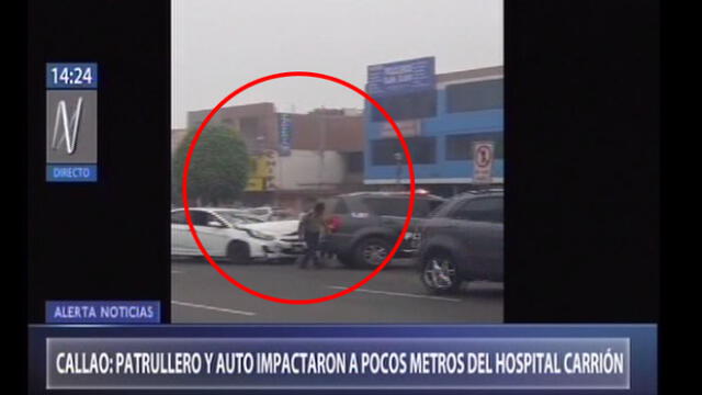 Callao: patrullero y auto impactaron a pocos metros del Hospital Carrión [VIDEO]