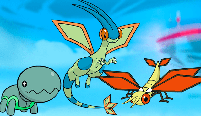 Trapinch, Vibraba y Flygon en su variante shiny en Pokémon GO.