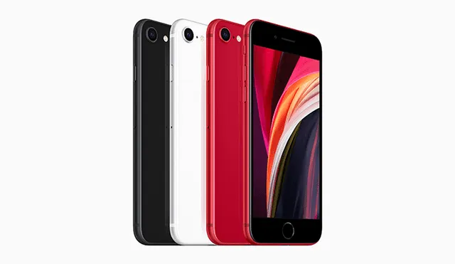 El iPhone SE 2020 está disponible en color negro, blanco y rojo.