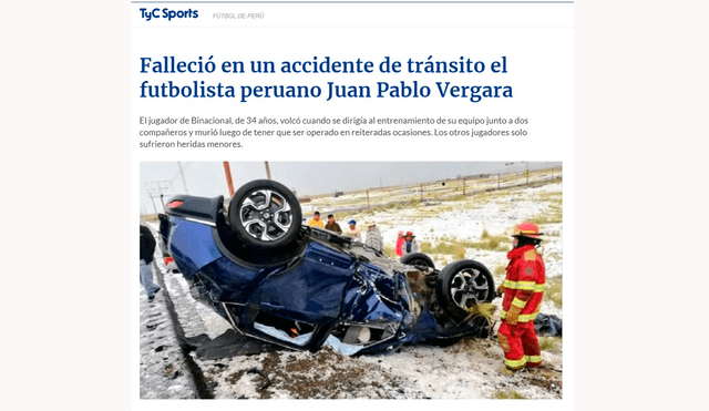 Juan Pablo Vegara: así informó la prensa internacional sobre la muerte del jugador de Binacional.