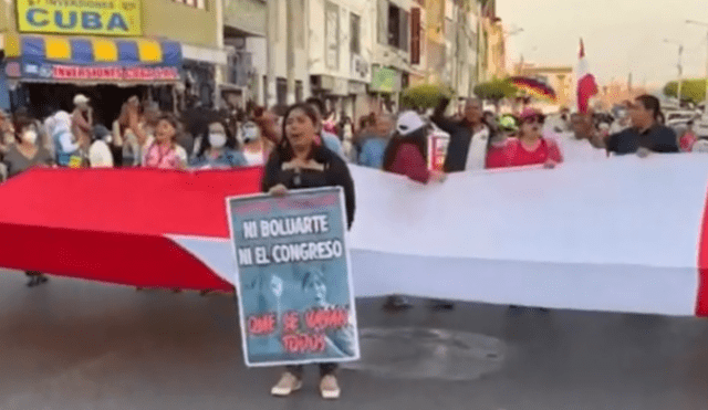 Los manifestantes cuestionaron la labor de los congresistas. Foto: captura video/ Canal N