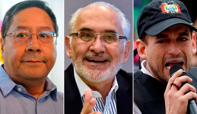 Luis Arce, Carlos Mesa y Luis Fernando Camacho, candidatos a la Presidencia de Bolivia. Foto: Composición / Infobae