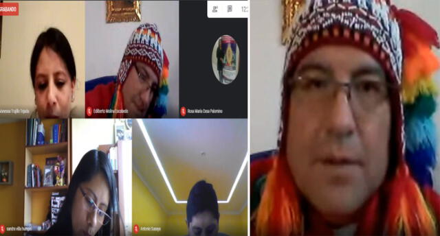 Fiscal con traje típico de Cusco, hizo exposición en audiencia virtual.
