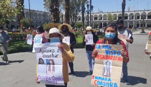Familiares de Xioamara realizaron un plantón en la Plaza de Armas de Arequipa. Foto: La República.