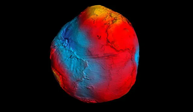 Este mapa de la Tierra muestra las zonas en cuya superficie se experimenta una mayor o menor gravedad. Foto: ESA