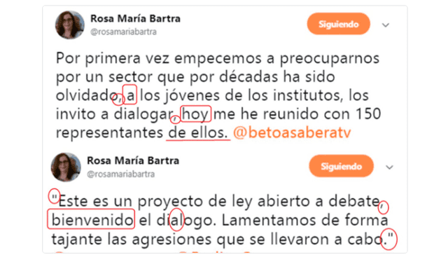 Twitter: Rosa Bartra comete errores ortográficos en tuit de 'Ley del esclavo juvenil'