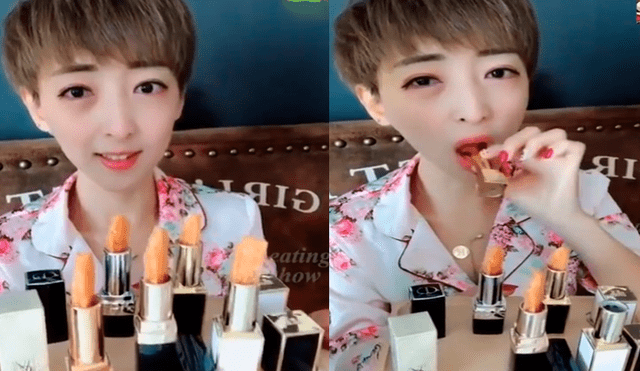 Facebook: joven asiática se luce comiendo cosméticos, pero la verdad sorprende a todos [VIDEO]