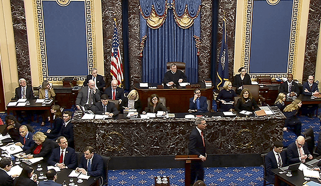 Audiencia. Cámara del Senado en el Capitolio de los Estados Unidos en Washington, DC en donde se decide el futuro político del presidente Donald Trump.