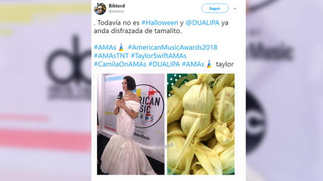 American Music Awards 2018 : Dua Lipa blanco de memes por su vestido de gala [FOTOS]