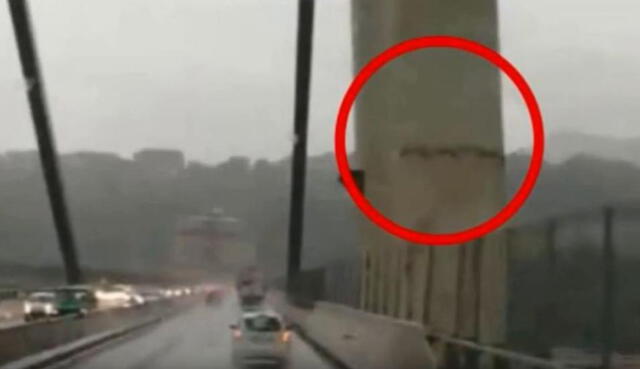 Video muestra la impresionante grieta del puente Morandi minutos antes de colapsar