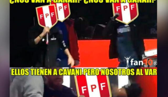 Perú vs Uruguay memes de Cavani tras celebración de gol anulado por VAR