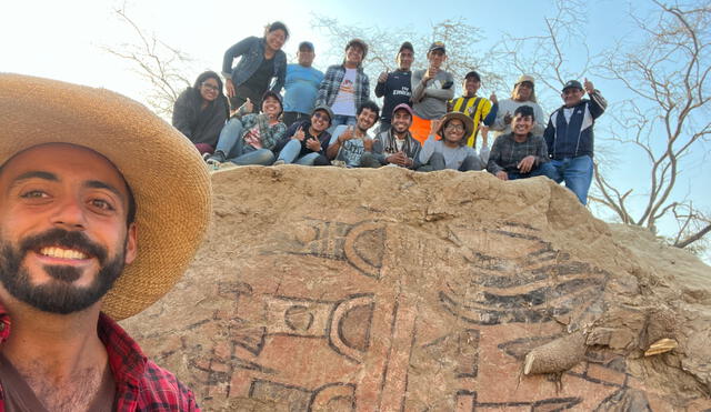 Sam Gavani y su equipo de peruanos que lo acompañaron en el trascendental hallazgo en Huaca Pintada. Foto: Sam Gavani