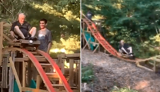 El joven, con la ayuda de su abuelo, logró construir una montaña rusa en su patio trasero. Foto: Twitter / @NBC10_Sam