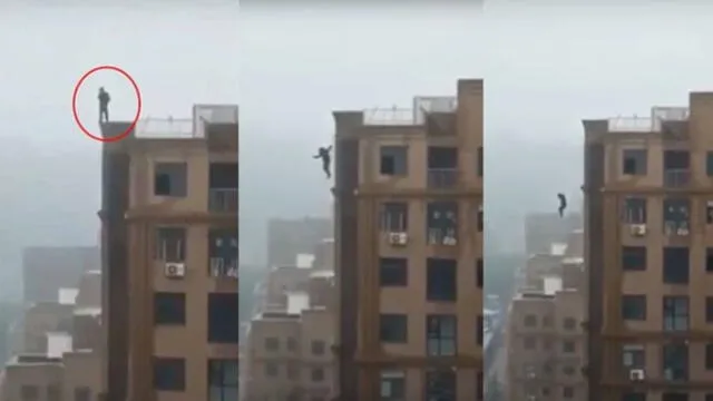 Por tomarse un selfie, joven cae desde lo alto de un edificio [VIDEO]