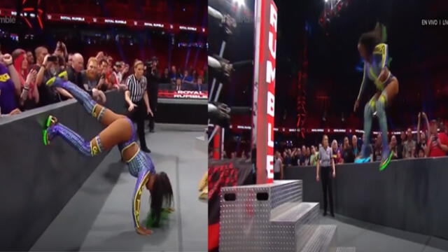 Royal Rumble 2019: Naomi logró salvarse de eliminación con increíble salto desde la baranda