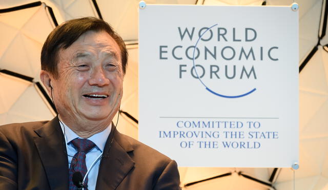 Huawei CEO Ren Zhengfei attends a session at the Congress center during the World Economic Forum (WEF) annual meeting in Davos, on January 21, 2020. (Photo by Fabrice COFFRINI / AFP)