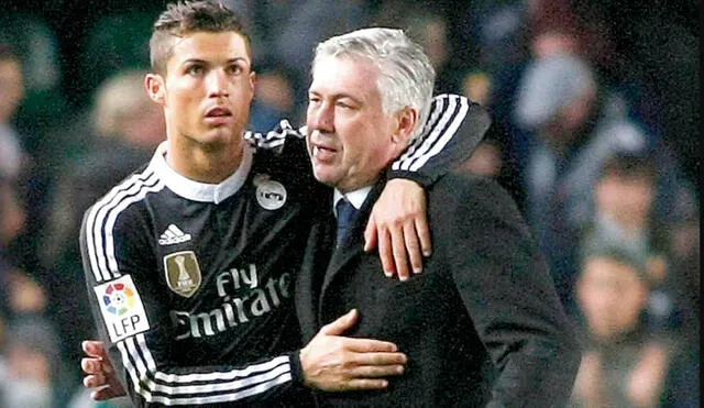 CR7 y Carlo Ancelotti coincidieron en Real Madrid en el 2014. Ganaron la Champions League. Foto: EFE