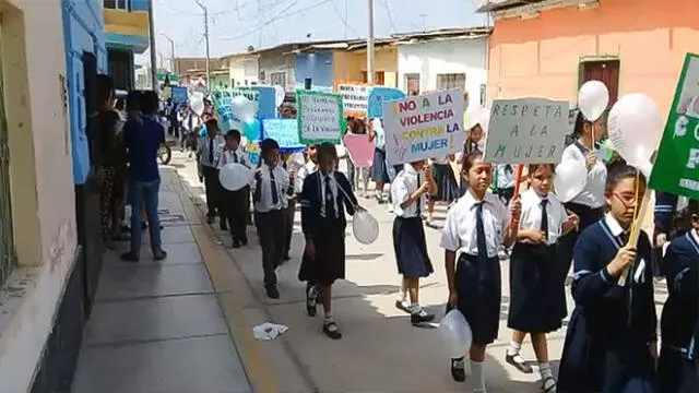 Lambayeque: escolares marchan contra la violencia a la mujer