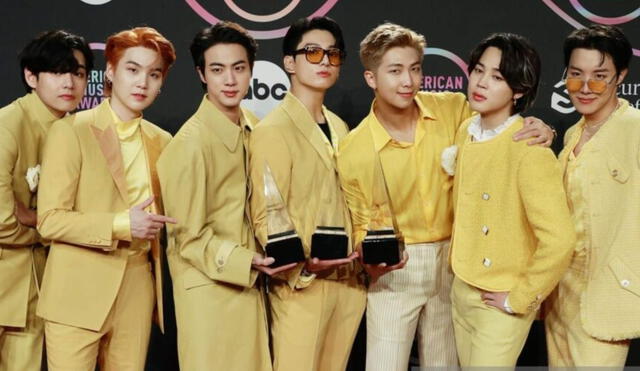 Los chicos de BTS en los AMAs del año pasado. En la edición del 2022 de los American Music Awards también disputan la categoría de k-pop. Foto: ABC
